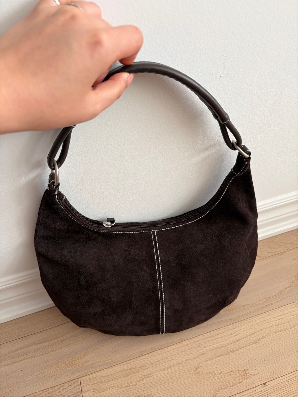EUC Old Navy Genuine Leather Suede Brown Hobo Bag